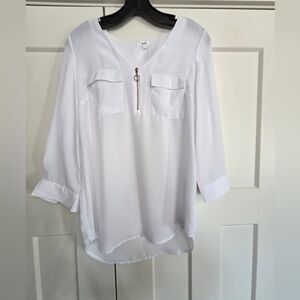 Ardene White Blouse with Zipper Accent